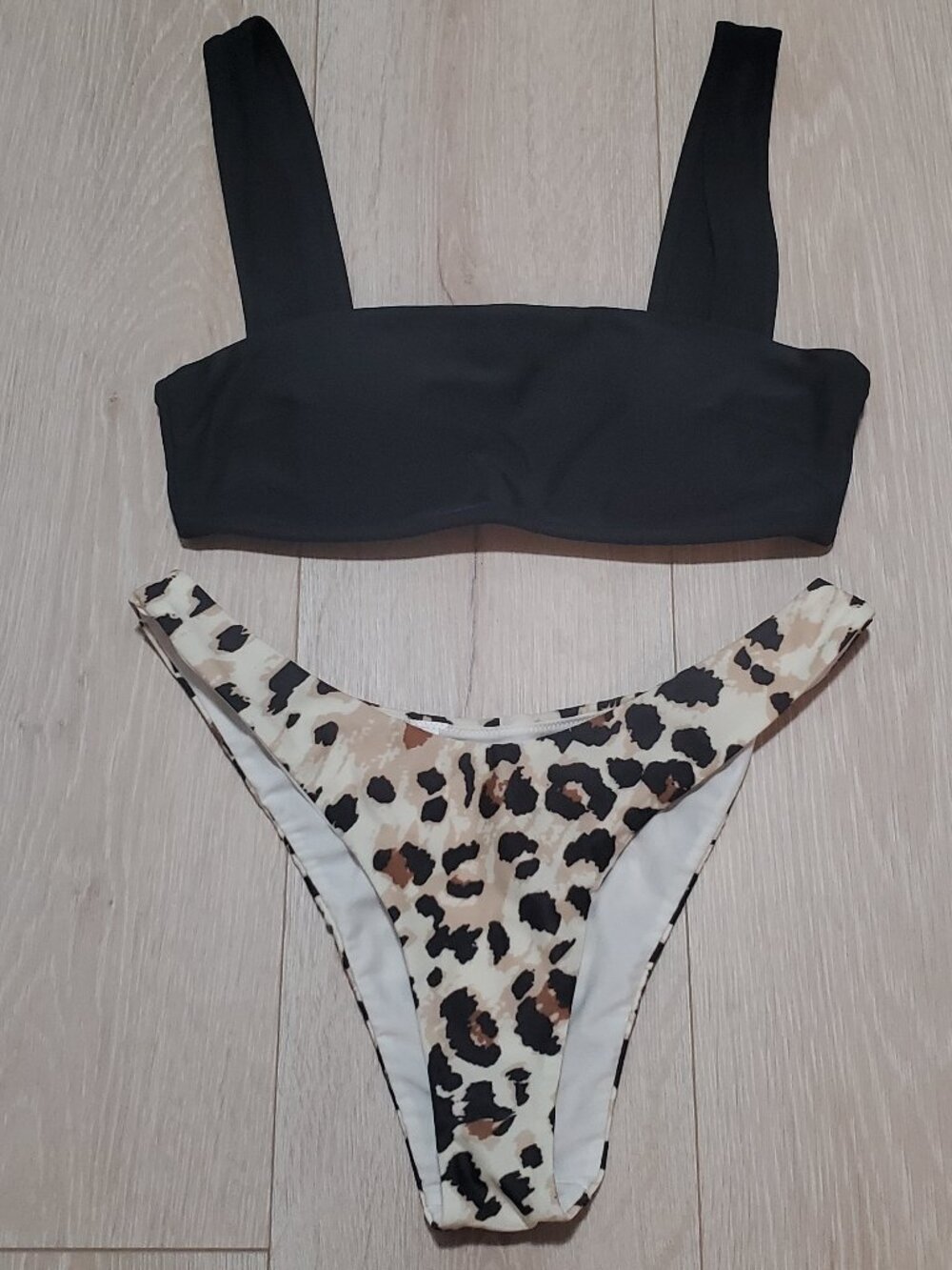 Aerie Black Top and Cheeky Animal Print Bottoms | S